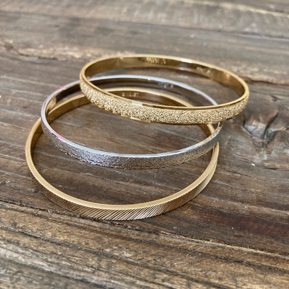 3 vintage Monet textured bangle bracelets